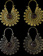 Ladda upp bild till gallerivisning, 6. Brons Örhängen med halv ädelstenar