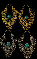 Ladda upp bild till gallerivisning, 5. Brons Örhängen med halv ädelstenar