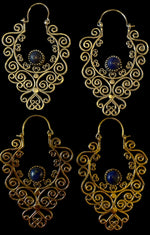 Ladda upp bild till gallerivisning, 5. Brons Örhängen med halv ädelstenar