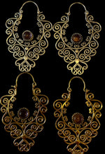 Ladda upp bild till gallerivisning, 5. Brons Örhängen med halv ädelstenar