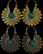 Ladda upp bild till gallerivisning, 6. Brons Örhängen med halv ädelstenar