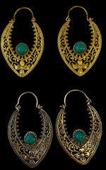 Ladda upp bild till gallerivisning, 7. Brons Örhängen med halv ädelstenar