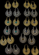 Ladda upp bild till gallerivisning, 6. Brons Örhängen med halv ädelstenar