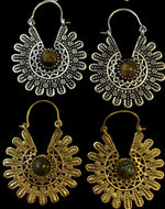 Ladda upp bild till gallerivisning, 6. Brons Örhängen med halv ädelstenar