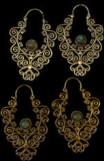 Ladda upp bild till gallerivisning, 5. Brons Örhängen med halv ädelstenar