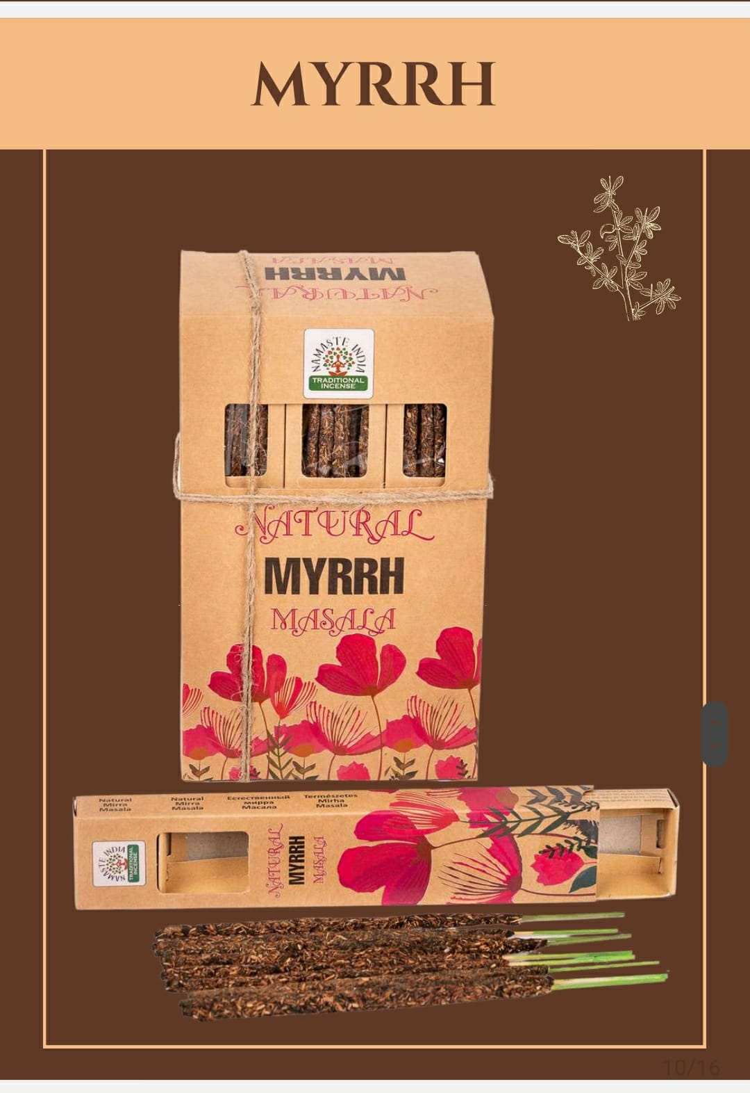 Naturlig Smudge Myrra Rökelse