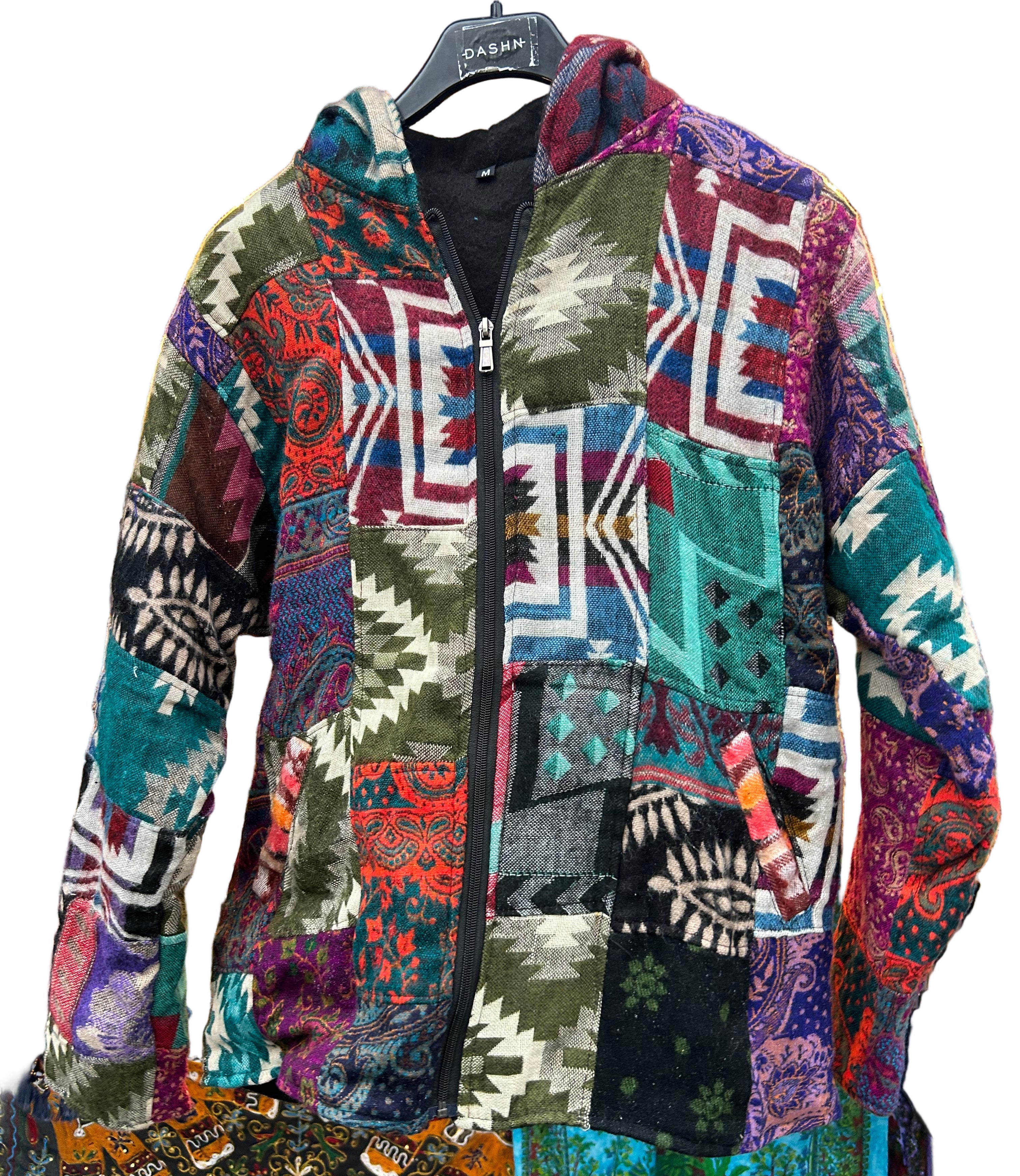 Akryljacka med fleecefoder och luva