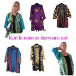 Load image into Gallery viewer, Kort kimono med fickor av återvunna saritygler, bild 2
