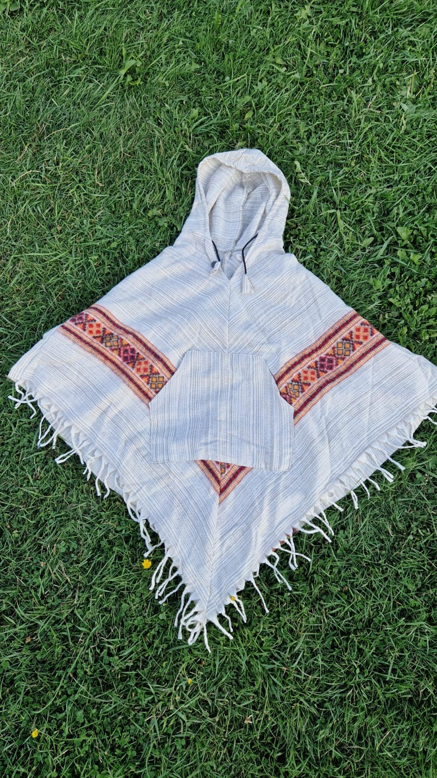 Randig Poncho med Luva