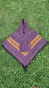 Randig Poncho med Luva
