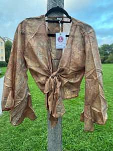 Silk tie top with wide sleeves