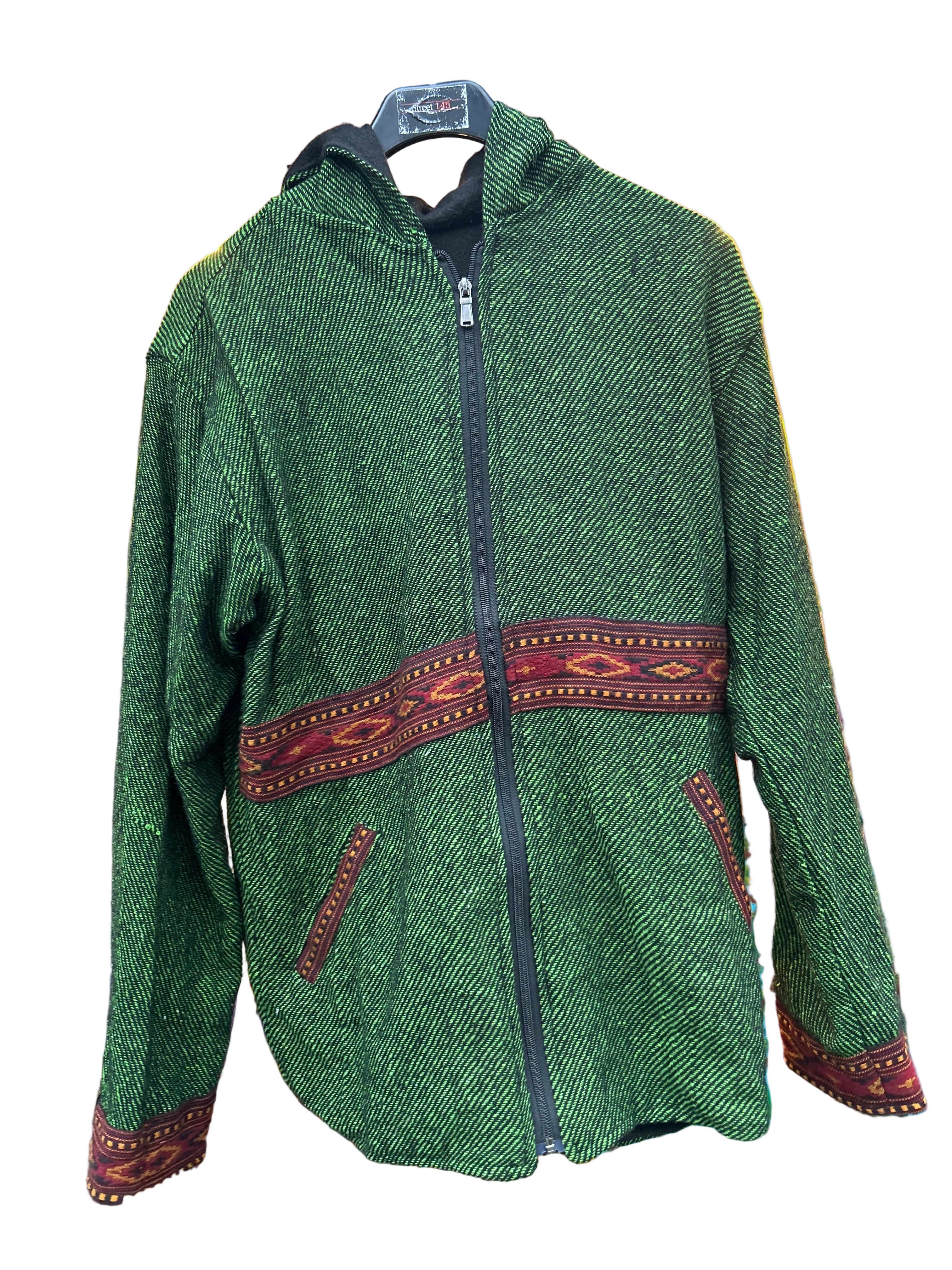 Akryljacka med fleecefoder och luva