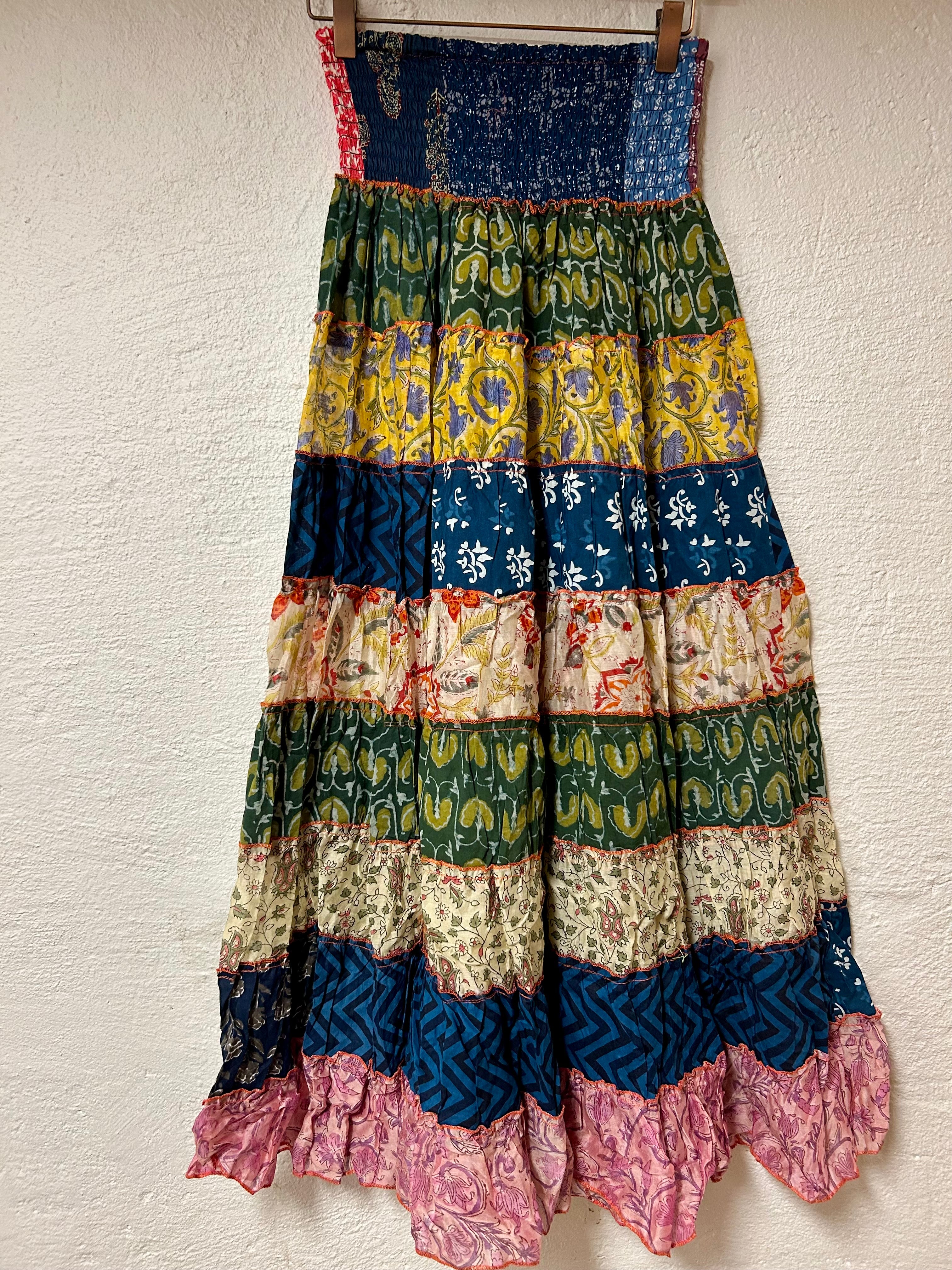 Bohemian ruffled cotton skirt