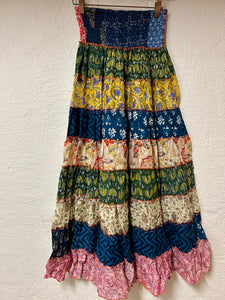Bohemian ruffled cotton skirt