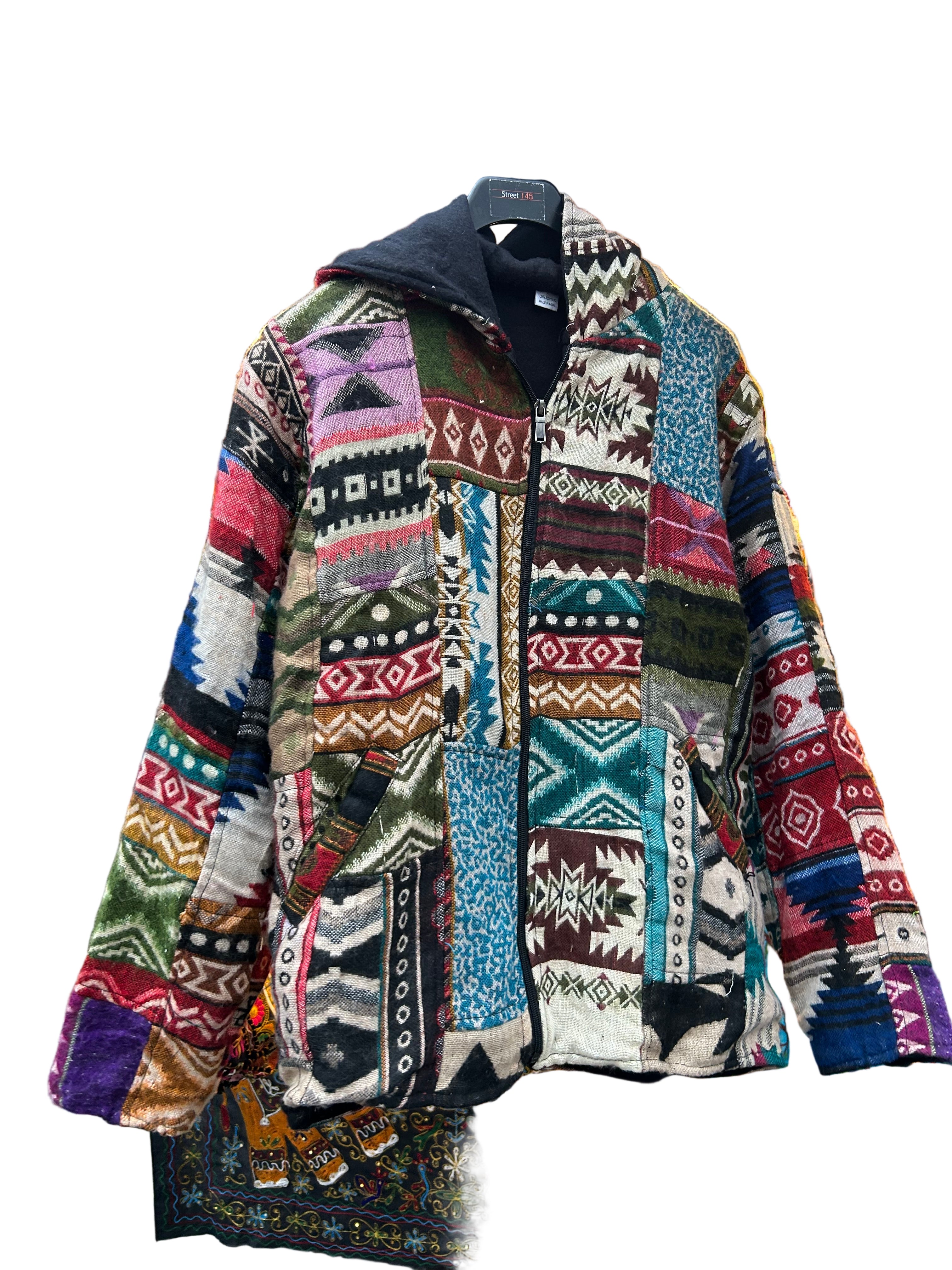 Akryljacka med fleecefoder och luva