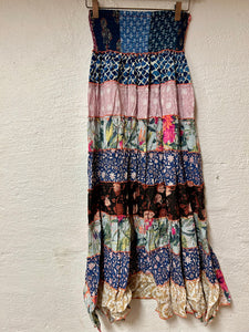 Bohemian ruffled cotton skirt