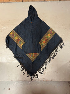 Randig Poncho med Luva