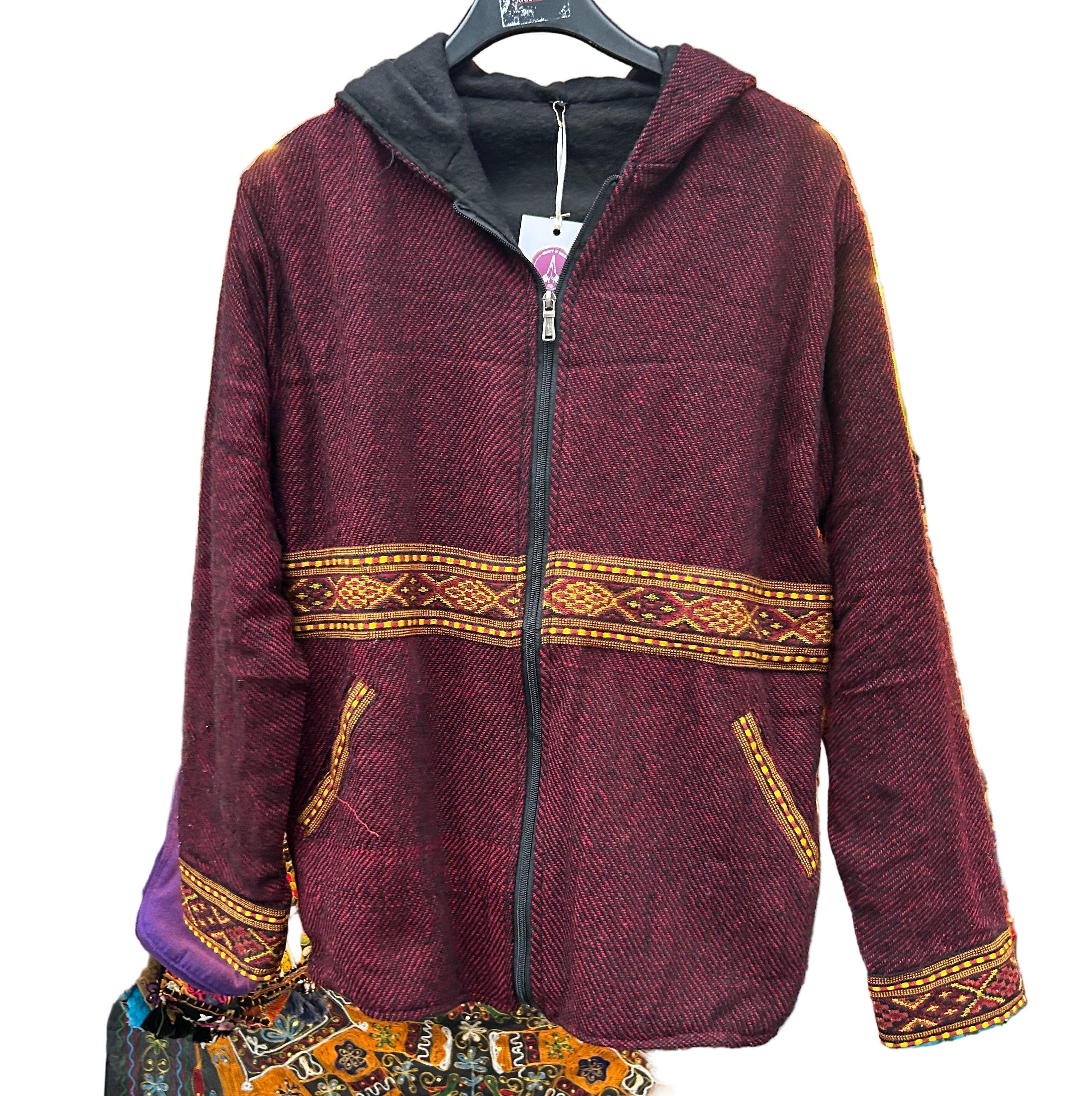 Akryljacka med fleecefoder och luva