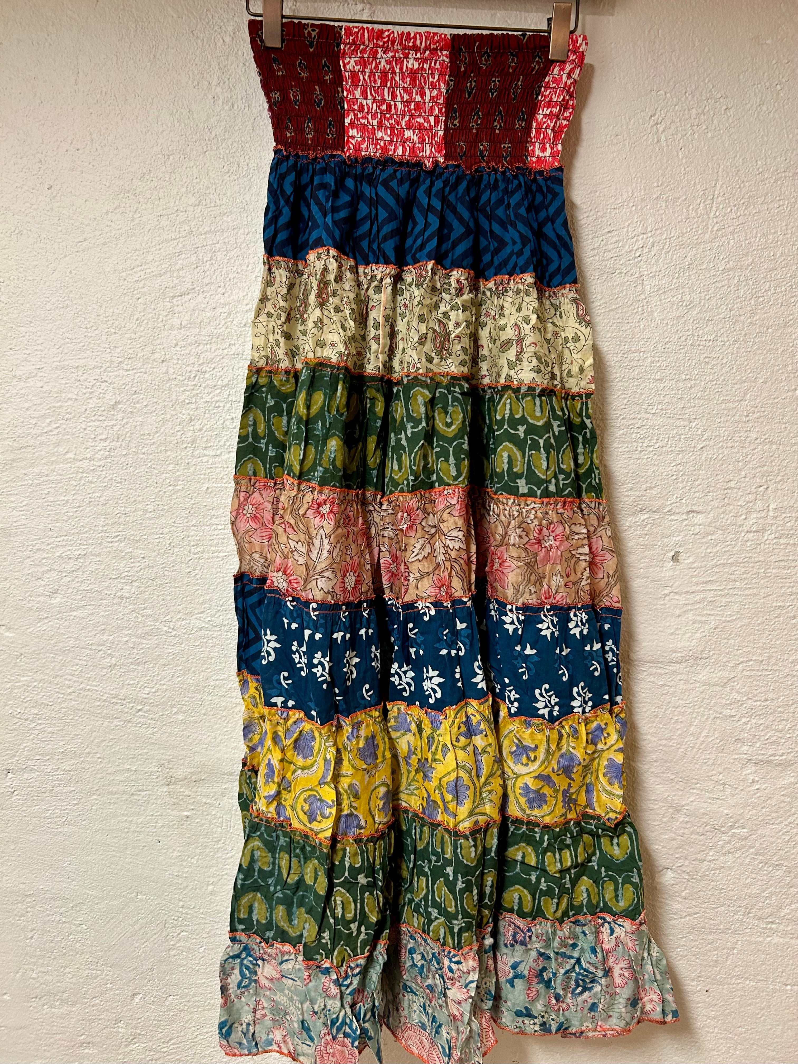 Bohemian ruffled cotton skirt