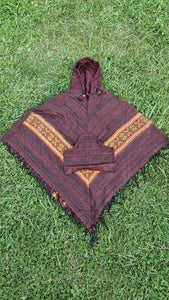 Randig Poncho med Luva