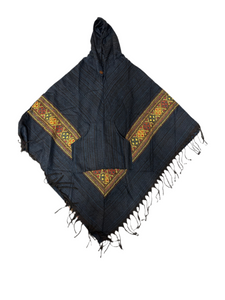 Randig Poncho med Luva