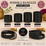 Ladda upp bild till gallerivisning, Klassiska indiska bangles – 6 st – svart
