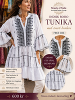 Ladda upp bild till gallerivisning, Indisk boho tunika med svart broderi – Free Size
