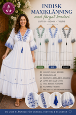 Load image into Gallery viewer, Indisk vit maxiklänning i rayon med färgat broderi
