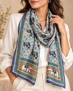 Ladda upp bild till gallerivisning, Sidenscarf i 100 % siden – indiskt mönster
