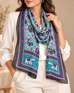 Ladda upp bild till gallerivisning, Sidenscarf i 100 % siden – indiskt mönster
