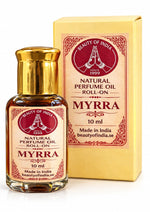 Load image into Gallery viewer, Myrra (Myrrh) parfymolja 10 ml – flaska och ljusgul ask | Beauty of India
