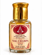 Load image into Gallery viewer, Nag Champa parfymolja 10 ml – flaska framifrån på vit bakgrund | Beauty of India
