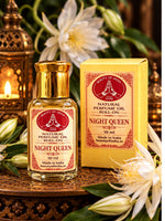 Load image into Gallery viewer, Night Queen parfymolja 10 ml – inspirationsbild med vita nattblommor | Beauty of India
